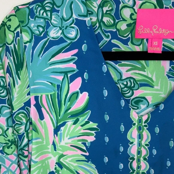 Lilly Pulitzer Blue and Green Tropical Dress, size XS - Picture 4 of 7